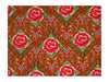 Diamond Pattern Peony Print Cotton Fabric - Red