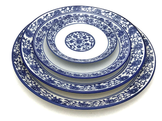 Blue Lotus & Vine Pattern - Round Plate (**)