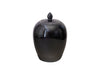 Black Melon shaped ceramic jar.
