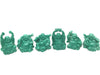 Laughing buddha, set of 6. Jade green color