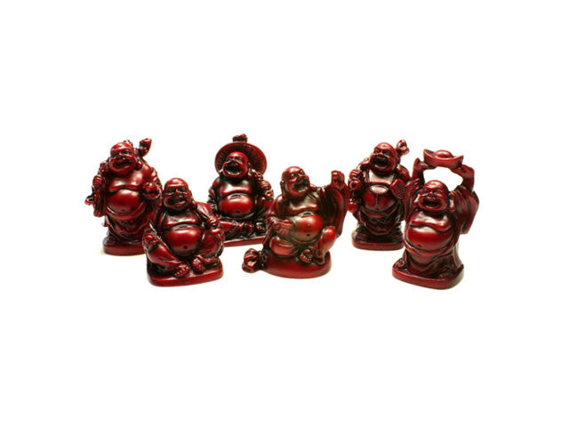 Miniature Laughing Buddha Set of 6 - 1.25" H