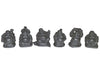 Miniature laughing buddha set of 6-resin 
