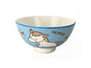 A light blue bowl decorated with a cheery zodiac horse